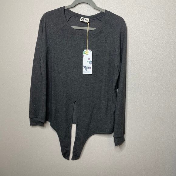 Show Me Your Mumu Women Raven Tie Gray Sweater - Picture 5 of 7